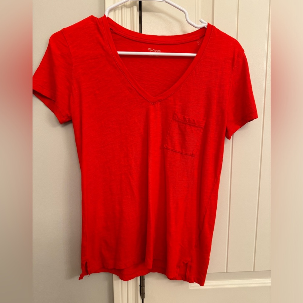 Madewell Red Fitted Short Sleeve T-Shirt